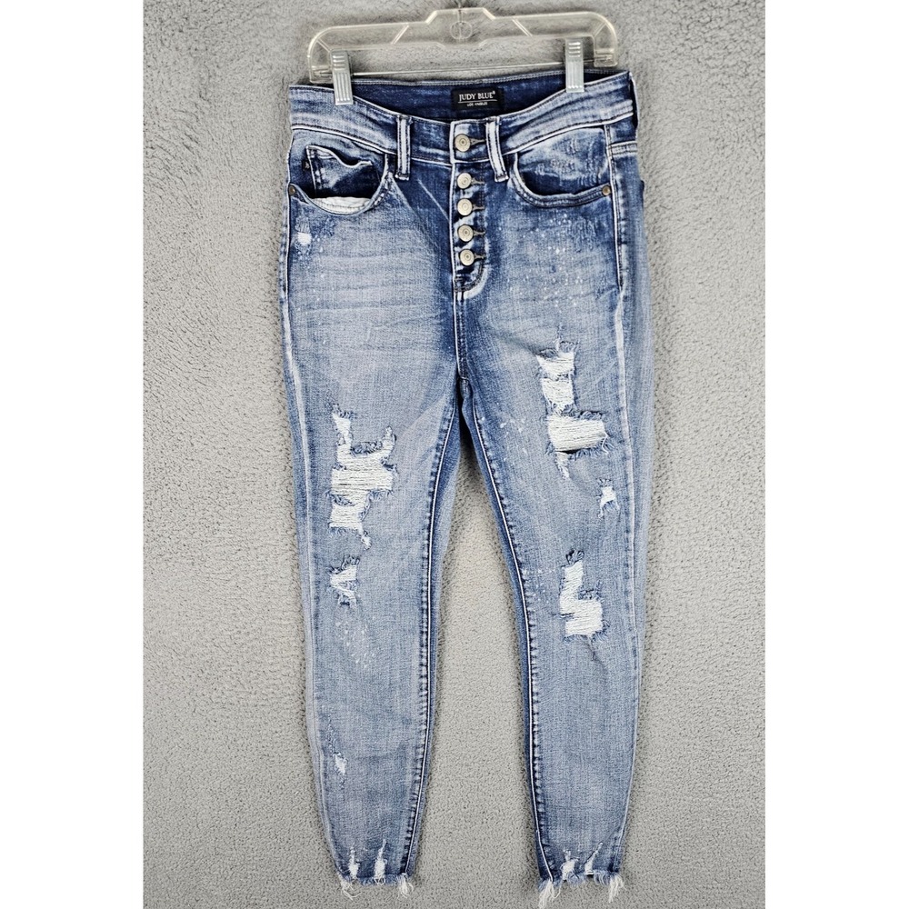 Judy Blue Jeans Women's 3/26 Denim Distressed Skinny Fit Button Fly JB82311LT - Picture 1 of 11
